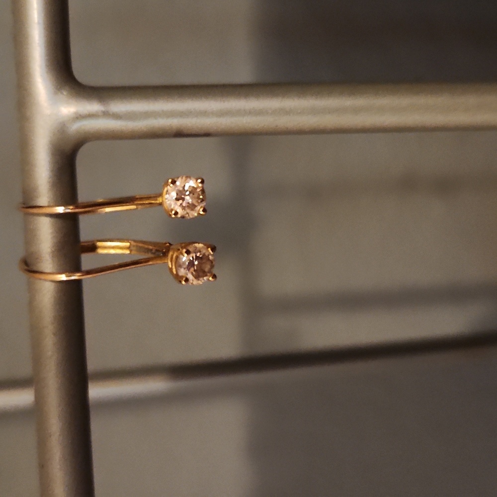 Gold and Real Diamond Euro-hoop earings